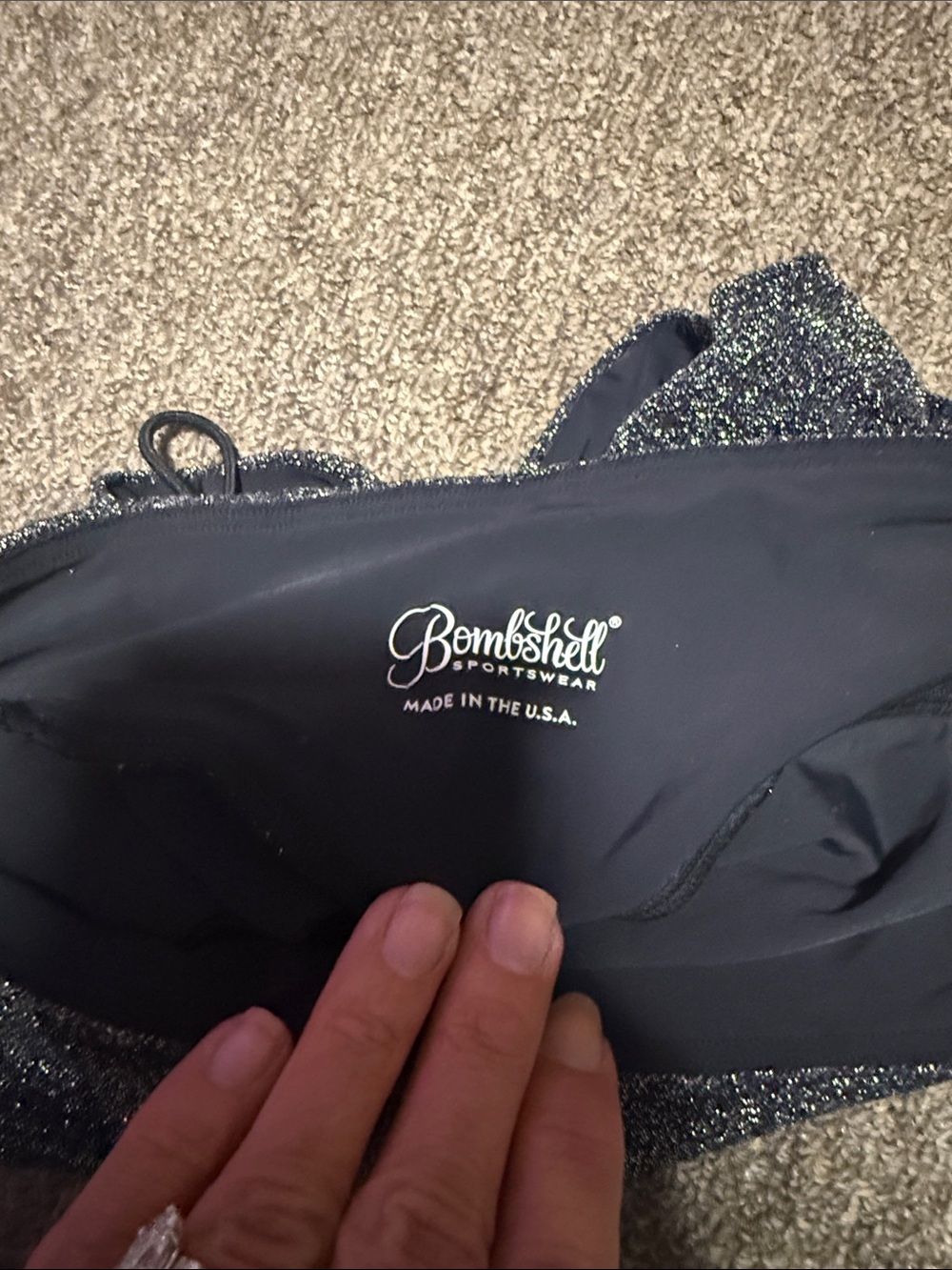Bombshell Sportswear Shimmer Halter Bikini Set — Dark Blue - Picture 6 of 7